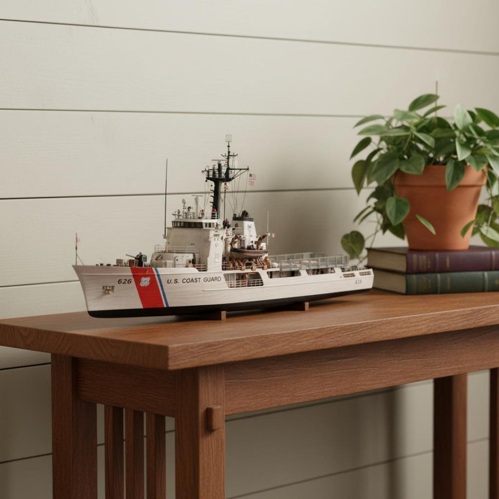 HomeRoots 10" Hand Painted Vintage Wood Model Boat - Unique Nautical Décor for Home & Office Accent Pieces 624408