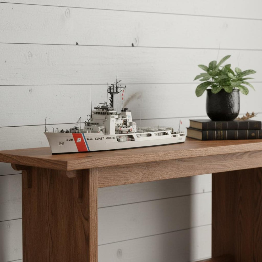 HomeRoots 10" Hand-Painted Unfinished Wood Model Boat - Coastal Charm for Rustic Decor & Unique Gift Ideas 624410