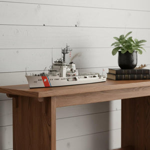 HomeRoots 10" Hand-Painted Unfinished Wood Model Boat - Coastal Charm for Rustic Decor & Unique Gift Ideas 624410