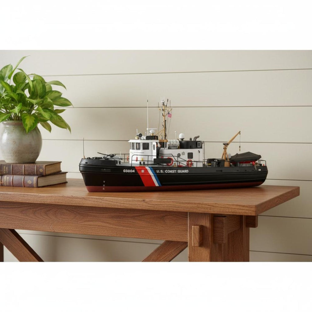 HomeRoots 10" Hand-Painted Unfinished Wood Model Boat - Vintage Charm for Coastal Décor & Unique Gifts 624416