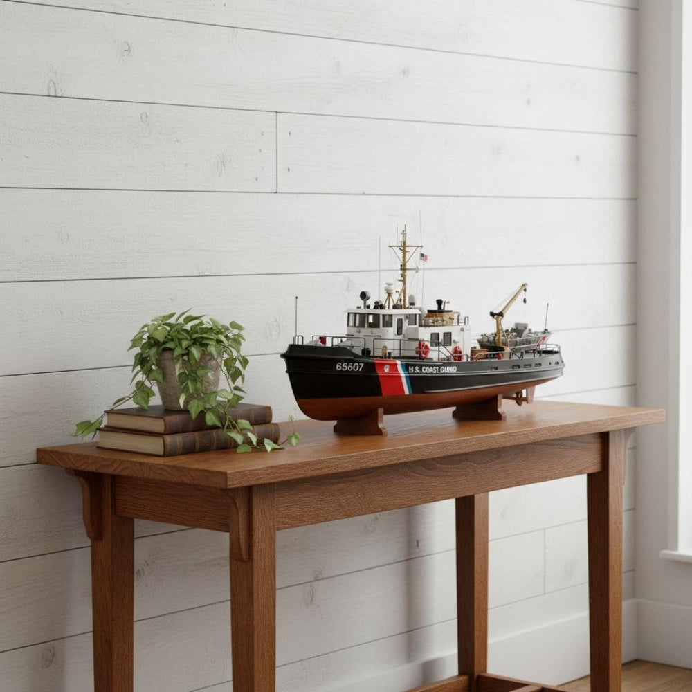 HomeRoots 10" Hand-Painted Wooden Model Boat – Vintage Nautical Décor, Artisan Craftsmanship for Home Accents 624419