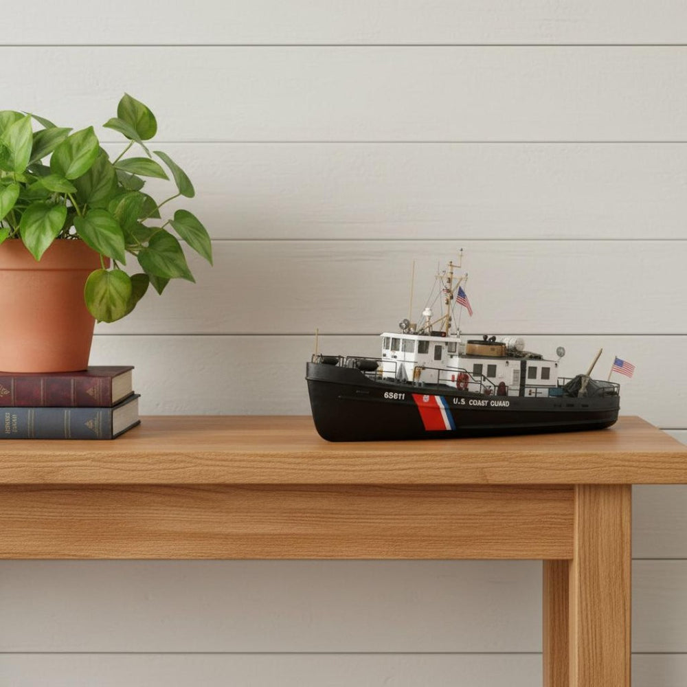 HomeRoots 10" Hand-Painted Wooden Model Boat - Vintage Nautical Decor for Home, Office & Thoughtful Gifts 624423