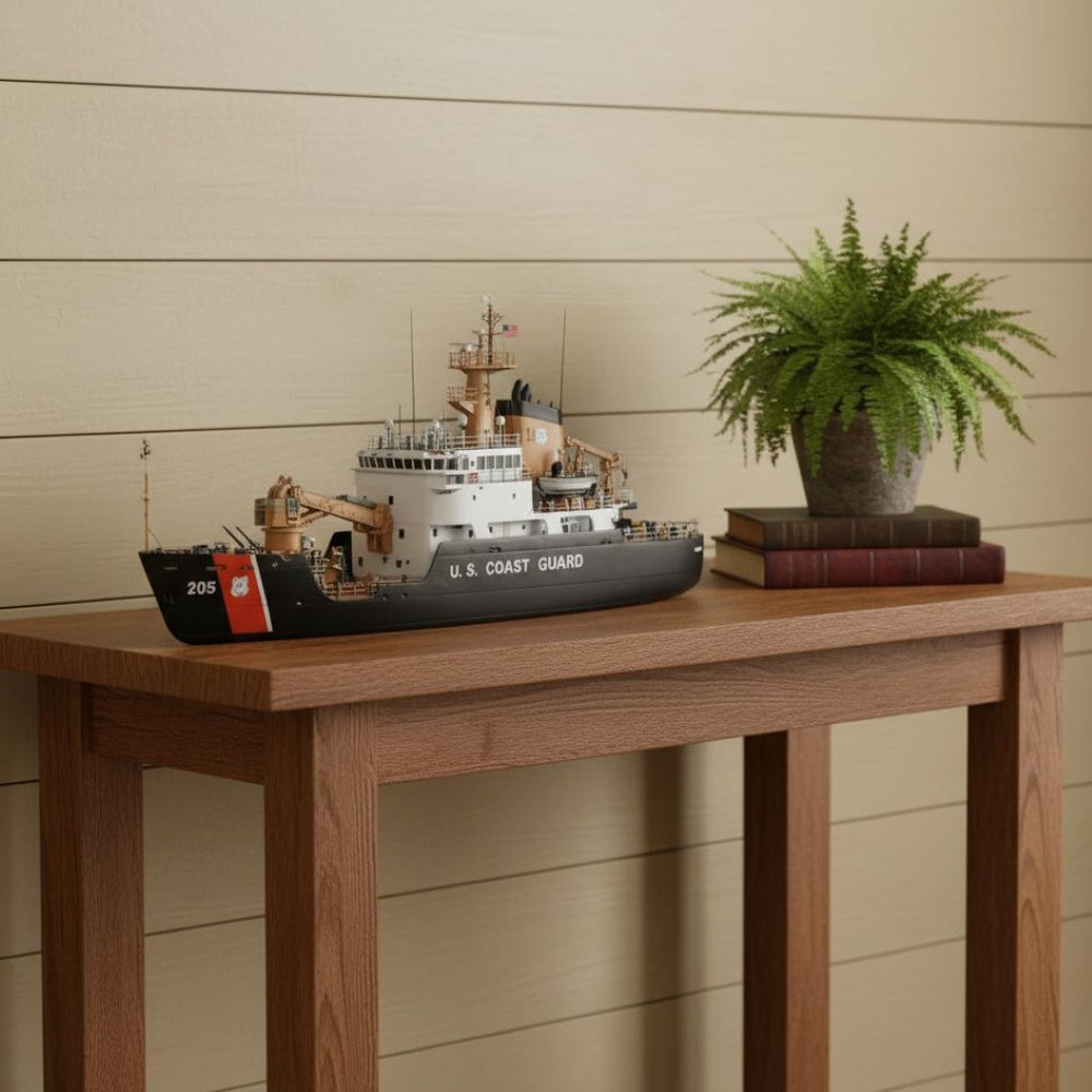 HomeRoots 10" Unfinished Wood Hand-Painted Model Boat – Coastal Vintage Decor for Home, Gift-Ready Accent Piece 624429