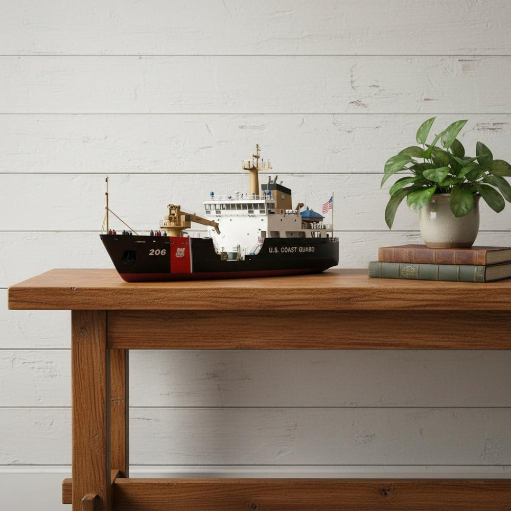 HomeRoots 10" Hand-Painted Wooden Model Boat - Vintage Charm, Artisan Craftsmanship for Elegant Home Decor! 624433