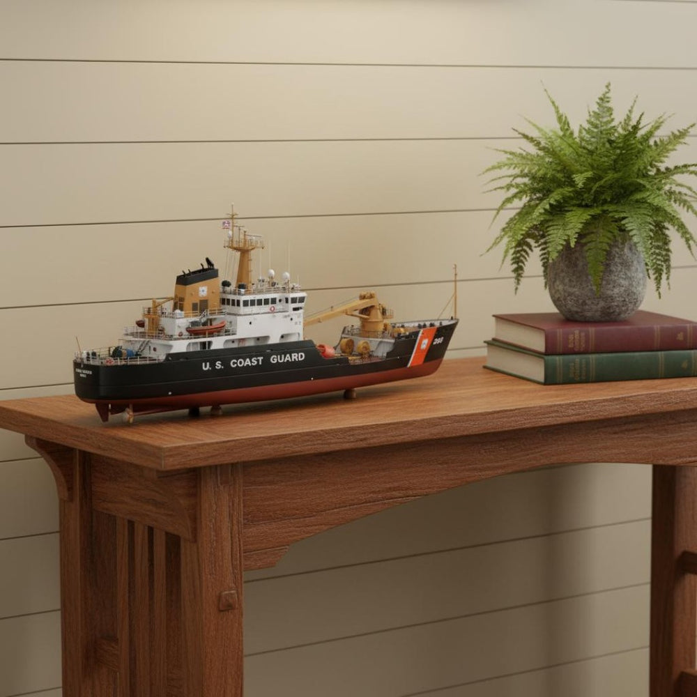 HomeRoots 10" Hand-Painted Wooden Model Boat - Vintage Nautical Charm for Coastal Décor & Unique Gifts 624435