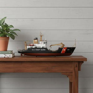 HomeRoots 10" Hand-Painted Wooden Model Boat - Nautical Charm for Coastal Décor & Thoughtful Gift Idea! 624438