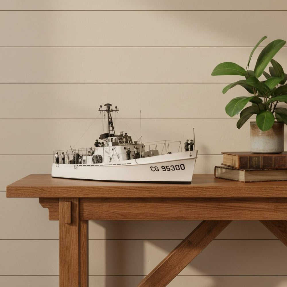 HomeRoots 10" Hand Painted Vintage Model Boat – Unique Wooden Nautical Decor for Home & Office Accent Pieces 624444