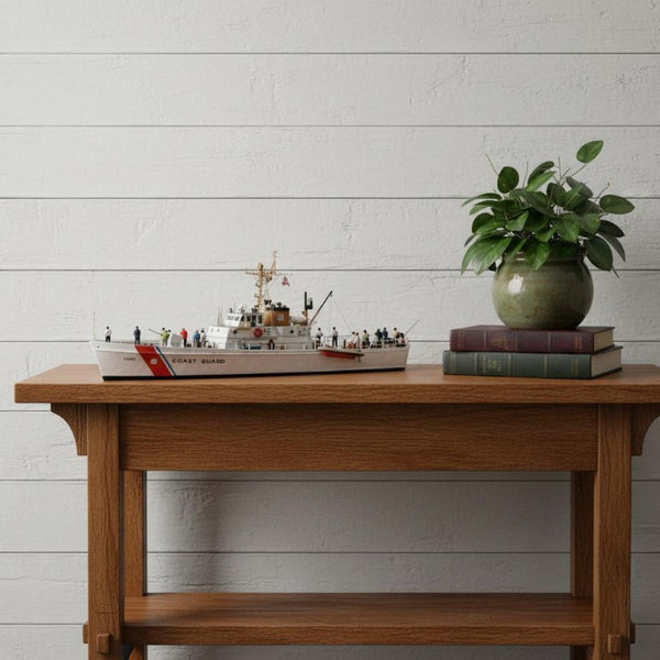 10 Inch Handcrafted Wooden Sailboat Figurine Nautical Decor Accent for Coastal Shelves