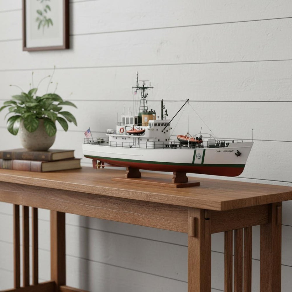 HomeRoots 10" Hand Painted Unfinished Wood Model Boat – Vintage Charm for Coastal Decor & Unique Gifts! 624447