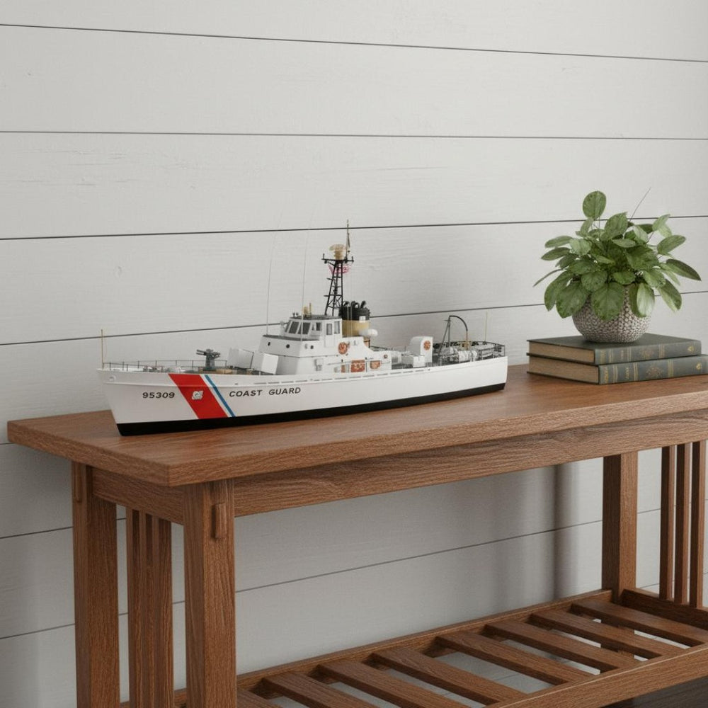 HomeRoots 10" Hand-Painted Nautical Model Boat – Vintage Wooden Décor for Coastal and Farmhouse Styles 624452