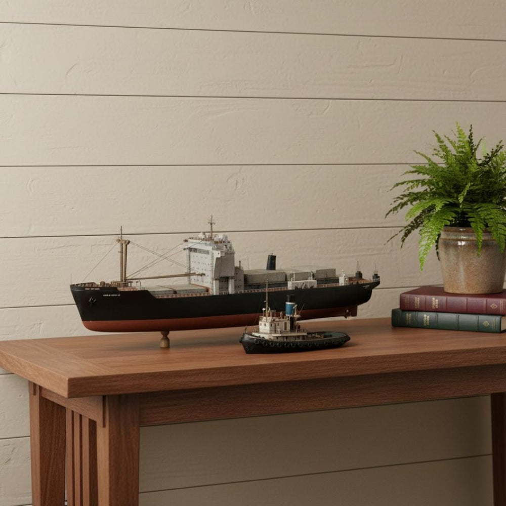 HomeRoots 10" Hand-Painted Wooden Model Boat – Vintage Nautical Décor for Coastal & Rustic Home Accents 624469