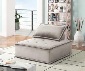 English Elm Aveline Tufted Velvet Armless Lounge Chair Modular Low Profile Accent Seating Light Gray B2749P413194
