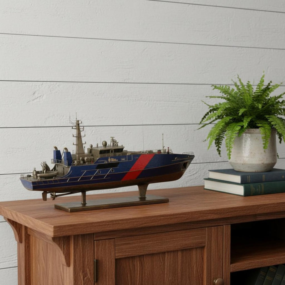 HomeRoots 10" Hand-Painted Wooden Model Boat | Coastal Vintage Decor for Nautical and Rustic Interiors 624476