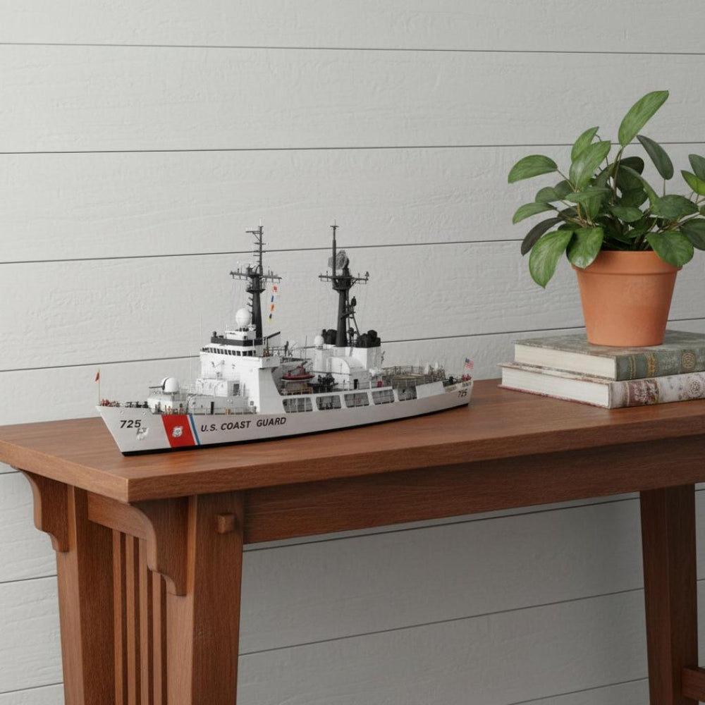 HomeRoots 10" Unfinished Wood Hand-Painted Model Boat - Vintage Nautical Tabletop Decor for Home Charm 624502