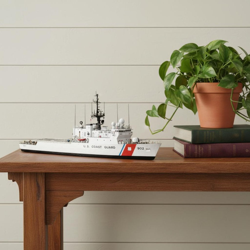 HomeRoots 10" Hand-Painted Unfinished Wood Model Boat - Vintage Nautical Decor for Coastal Charm & Gift Giving 624505