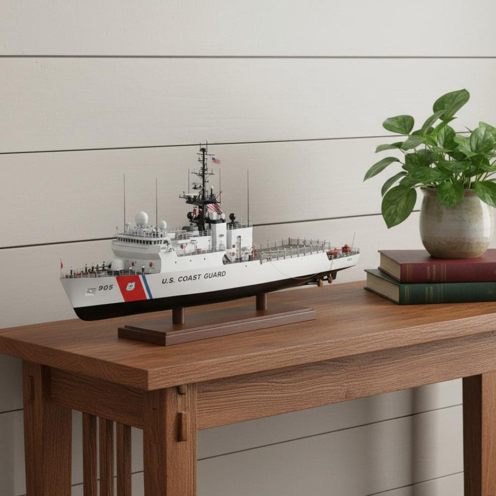 HomeRoots 10" Hand-Painted Wooden Model Boat - Vintage Nautical Décor for Coastal & Farmhouse Interiors 624508