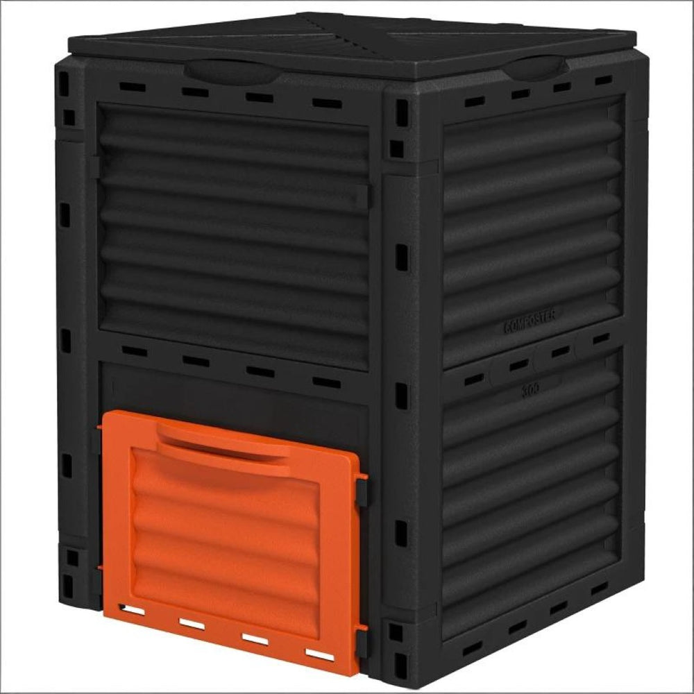 English Elm Fertile Soil 80 Gallon Outdoor Compost Bin with 48 Air Vents for Fast Aerobic Breakdown Black+Orange T3971P503671
