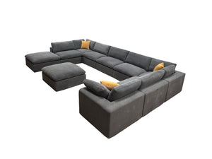 English Elm Coffee Bean Upholstered Modular Sectional with Toss Pillows for Modern Living Rooms B2748S00075