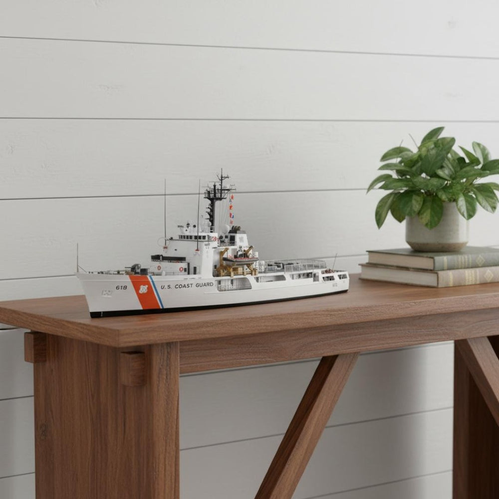 HomeRoots 10" Hand-Painted Unfinished Wood Model Boat - Vintage Charm for Coastal and Farmhouse Decor 624519