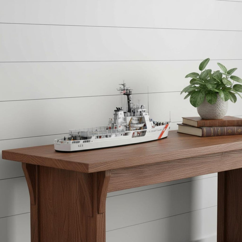 HomeRoots 10" Unfinished Wood Hand-Painted Model Boat – Nautical Charm for Home Décor and Unique Gifts 624524