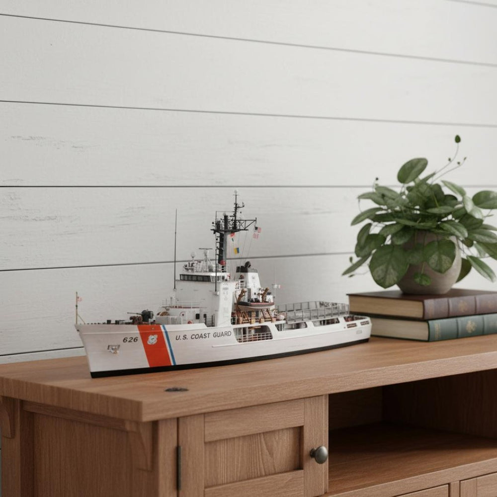 HomeRoots 10" Hand-Painted Vintage Wooden Model Boat – Coastal Decor Accent for Stylish Tabletops & Gift Ideas 624527