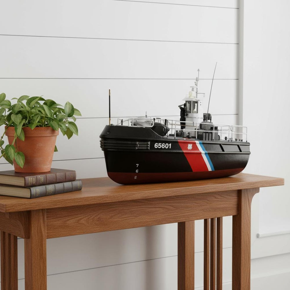 HomeRoots 10" Unfinished Wood Hand-Painted Model Boat - Unique Nautical Decor for Home, Perfect Gift Idea! 624532