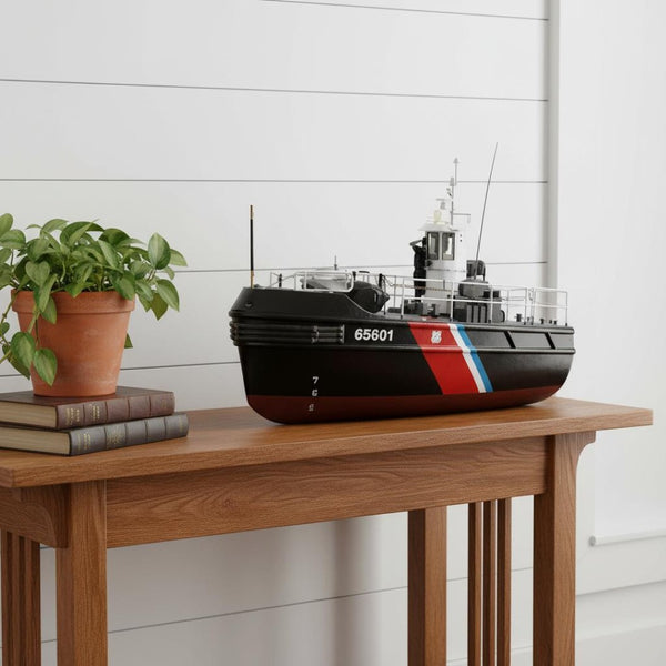 HomeRoots 10" Unfinished Wood Hand-Painted Model Boat - Unique Nautical Decor for Home, Perfect Gift Idea! 624532