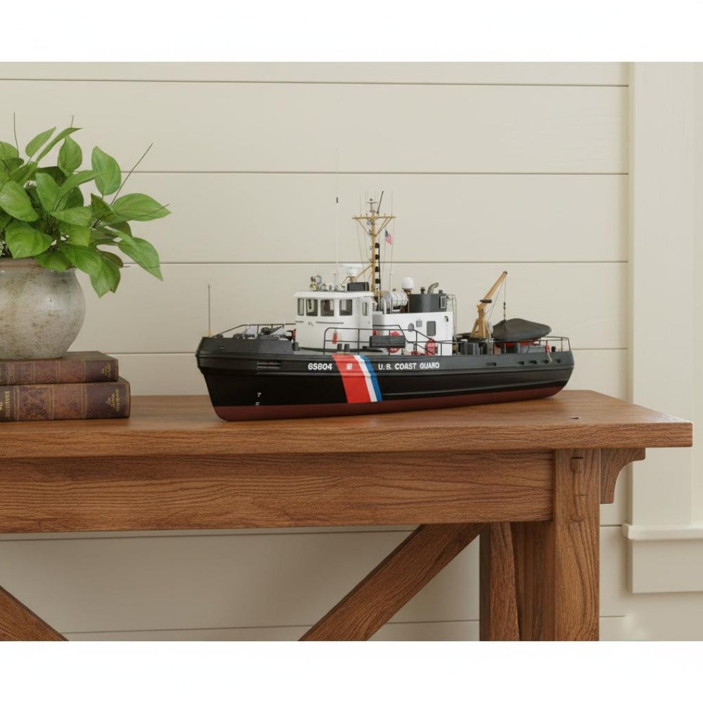 HomeRoots 10" Hand-Painted Wooden Model Boat - Vintage Coastal Decor for Home, Unique Artisan Accent Piece 624535