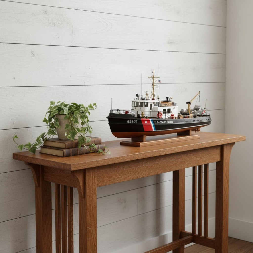 HomeRoots 10" Hand-Painted Unfinished Wood Model Boat - Vintage Nautical Decor for Home, Gifts & Collectors 624538