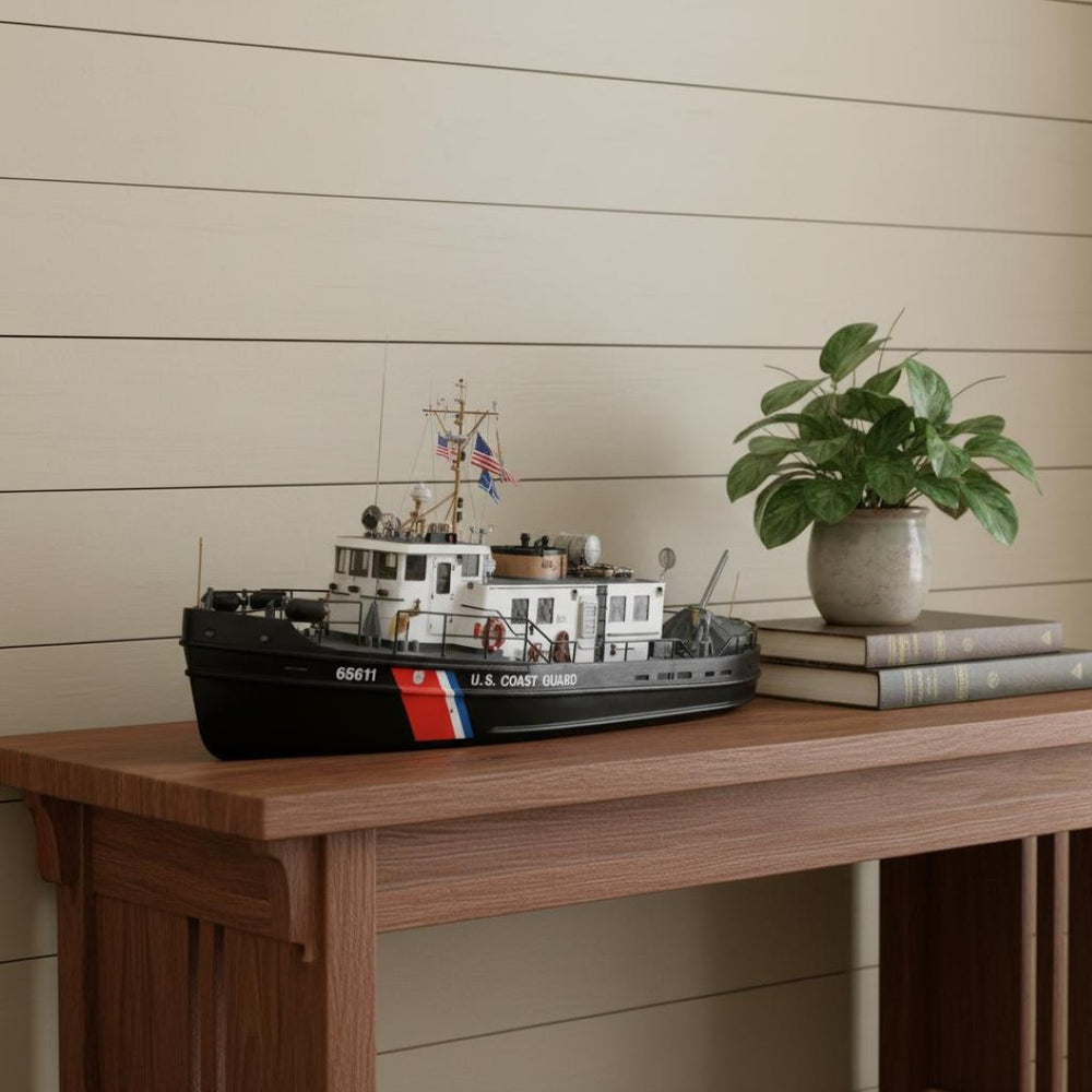 HomeRoots 10" Unfinished Wood Hand-Painted Model Boat - Vintage Nautical Décor for Home & Gift Ideas 624542