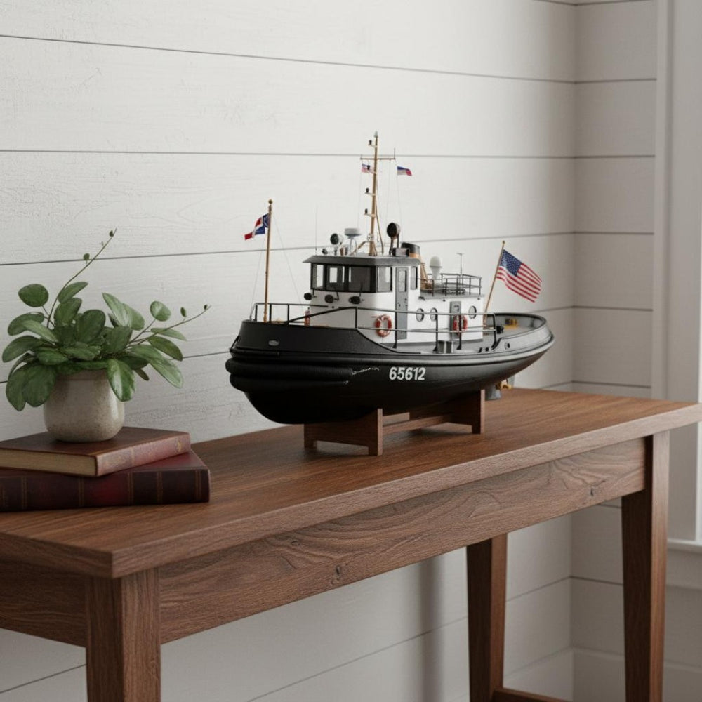 HomeRoots 10" Handcrafted Wooden Model Boat – Vintage Nautical Charm, Unique Accent for Coastal Decor Lovers 624543