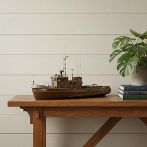 HomeRoots 10" Hand-Painted Wooden Model Boat - Nautical Charm for Home Décor, Unique Gift for Any Occasion 624544