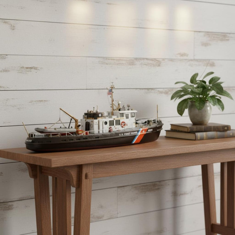 HomeRoots 10" Hand Painted Wooden Model Boat - Vintage Nautical Charm for Home Decor & Unique Gift Idea 624546