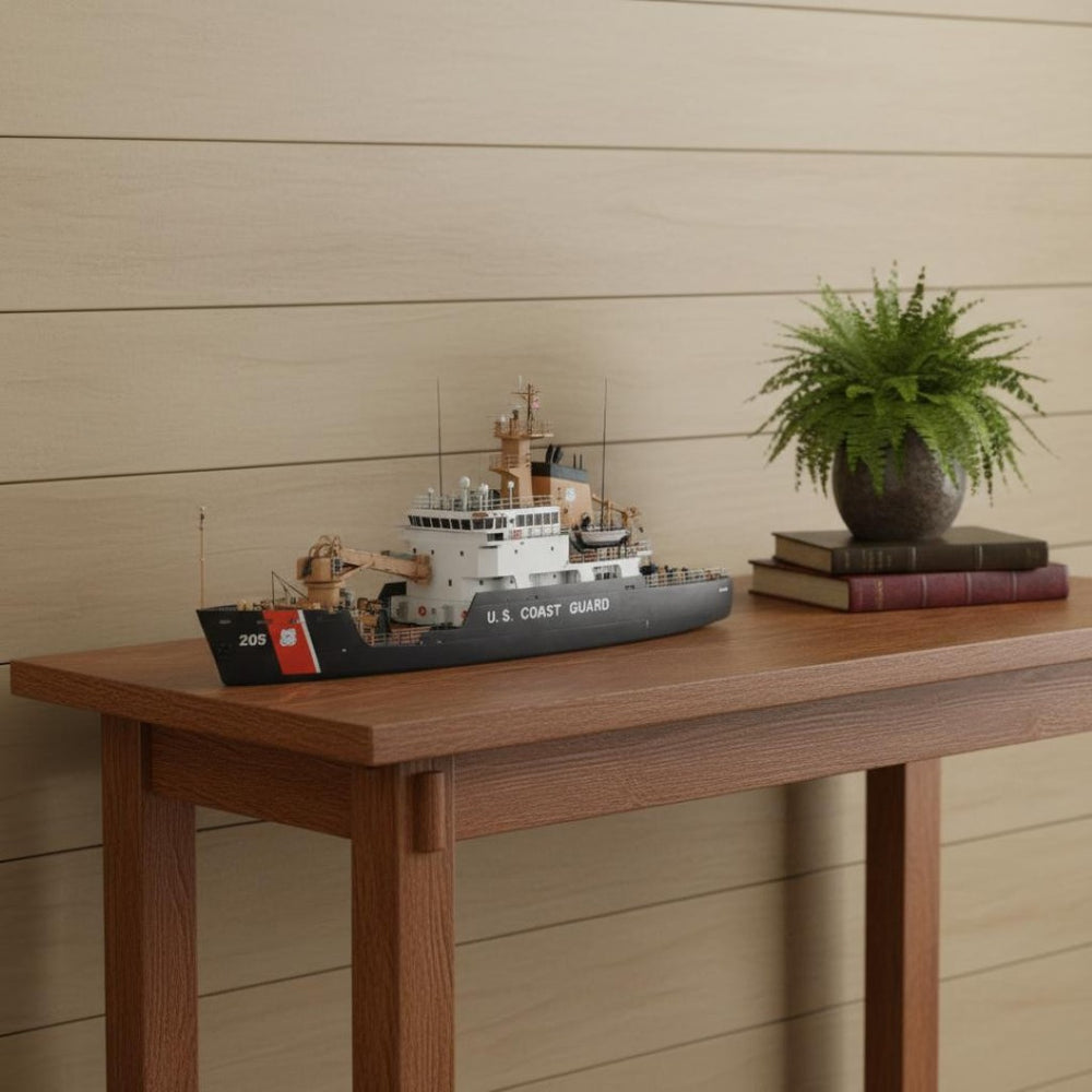 HomeRoots 10" Hand-Painted Wooden Model Boat - Vintage Nautical Accent for Coastal Home Decor & Gifting 624548