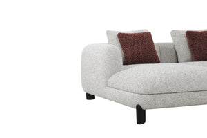 English Elm Mardi Maroon & Beige Tweed Sectional Sofa with 3 Accent Pillows, Bouclé Upholstery, 880lb Capacity B2726S00436