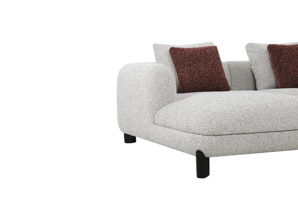 English Elm Mardi Maroon & Beige Tweed Sectional Sofa with 3 Accent Pillows, Bouclé Upholstery, 880lb Capacity B2726S00436