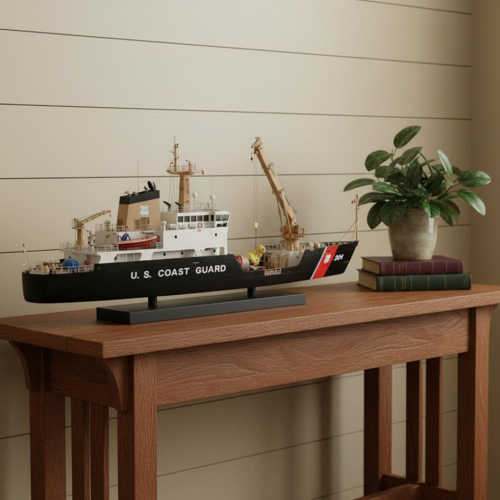 HomeRoots 10" Hand-Painted Wooden Model Boat - Vintage Coastal Décor for Home, Office, or Nautical Themes 624550