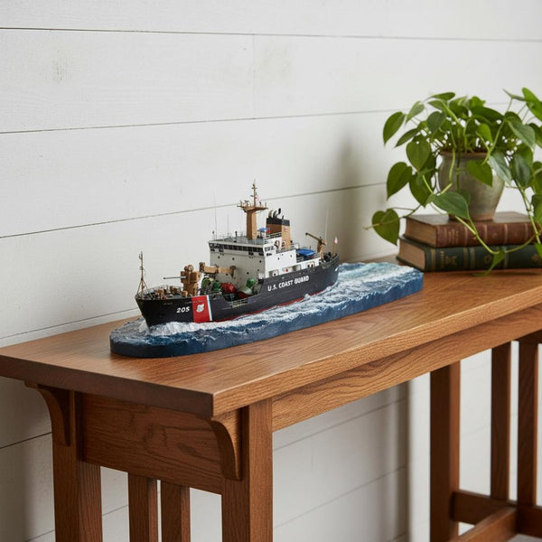 HomeRoots 10" Hand-Painted Wooden Model Boat - Unique Nautical Decor for Home, Office, or Perfect Gift Idea! 624551