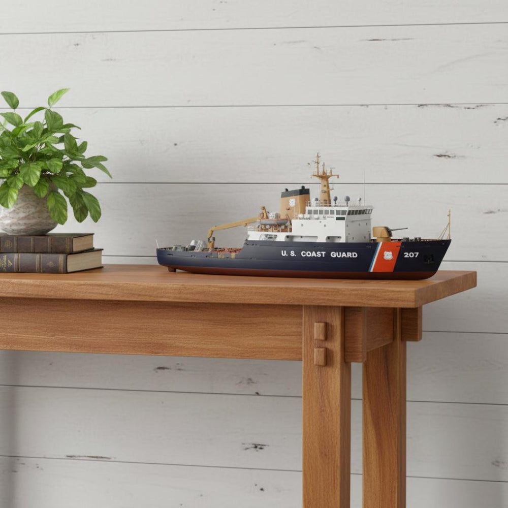 HomeRoots 10" Hand-Painted Unfinished Wood Model Boat – Unique Nautical Décor for Home, Gifts & Collectibles 624553