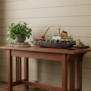 HomeRoots 10" Hand-Painted Wooden Model Boat - Nautical Charm, Unique Accent for Home Decor & Gifts 624555