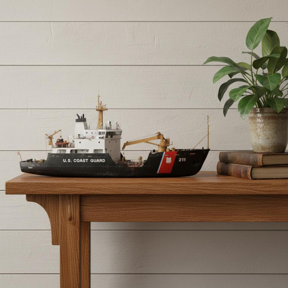 HomeRoots 10" Hand-Painted Wooden Model Boat - Vintage Nautical Decor for Home, Office, or Gift Giving 624557