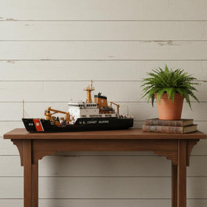 10 Inch Artisan Wooden Sailboat Figurine Handcrafted Nautical Decor Coastal Home Accent