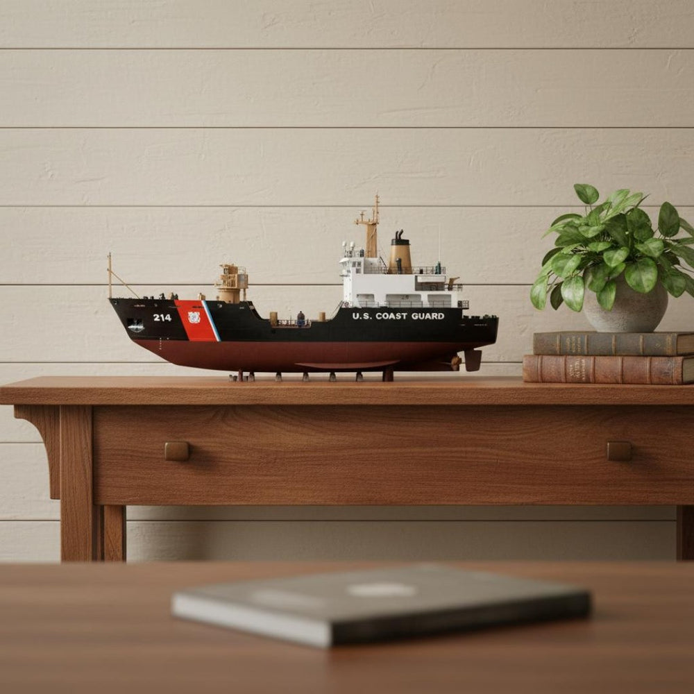 HomeRoots 10" Unfinished Wood Hand-Painted Model Boat - Vintage Nautical Decor for Home & Thoughtful Gifts 624560