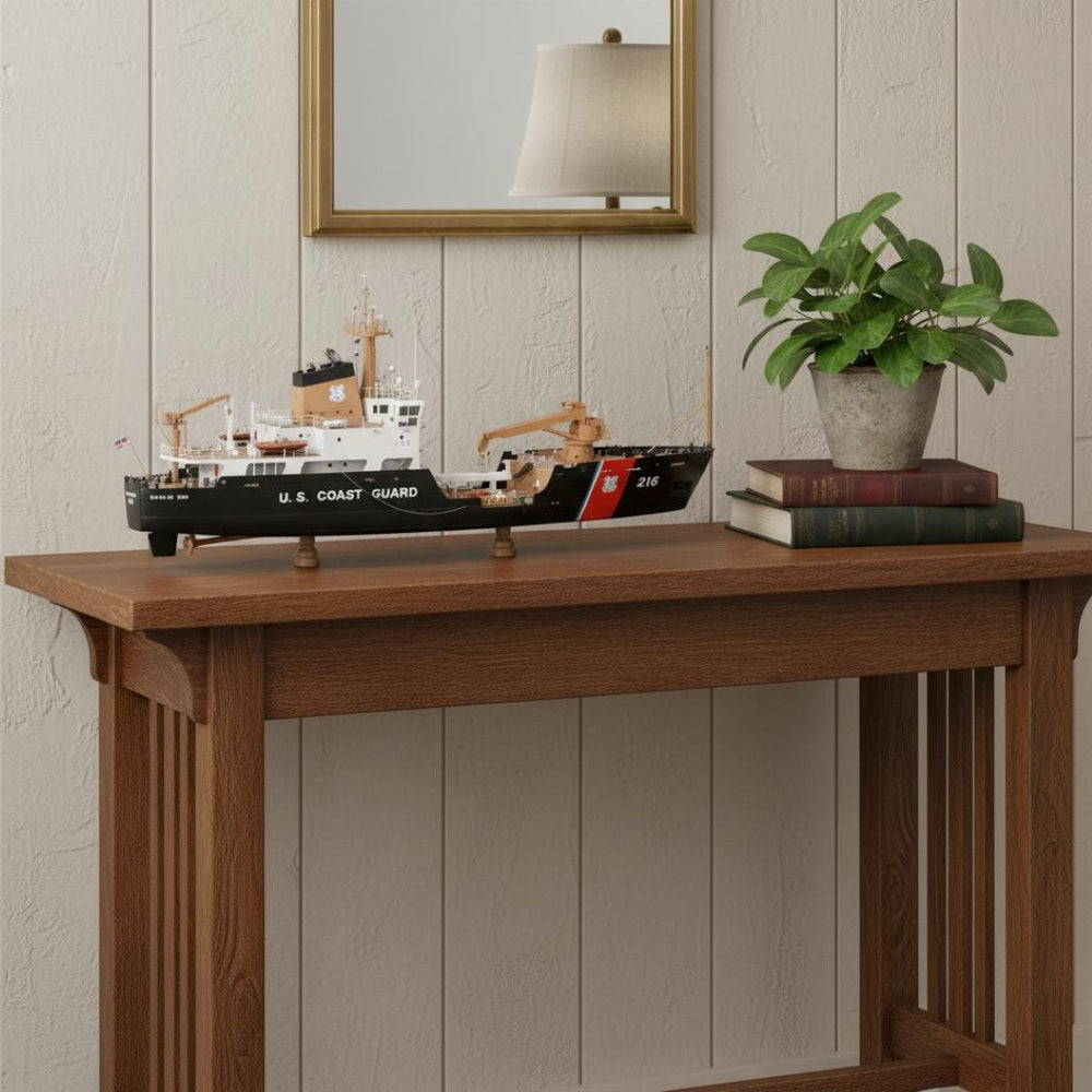 HomeRoots 10" Unfinished Wood Hand-Painted Model Boat - Vintage Nautical Décor for Coastal Charm and Gifting 624562