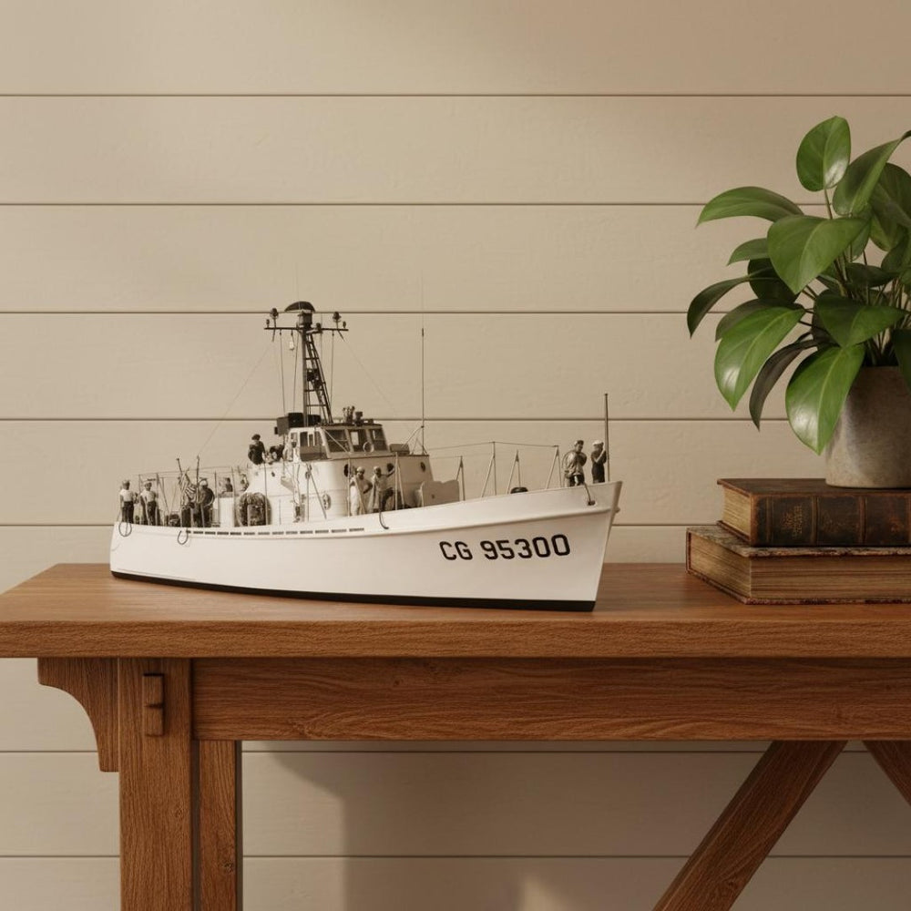 HomeRoots 10" Unfinished Wood Hand-Painted Model Boat – Vintage Charm for Home Decor & Unique Gift Idea 624563
