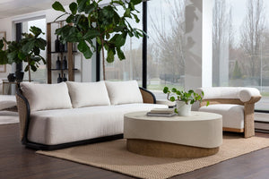 Sunpan BORA Sofa - Luxurious Louis Cream Outdoor Seat with Elegant Wicker Design & Weather-Resistant Comfort 111864V