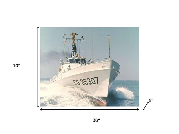 HomeRoots 10" Hand-Painted Wooden Model Boat - Nautical Charm Tabletop Accent for Home Décor & Gifting 624570