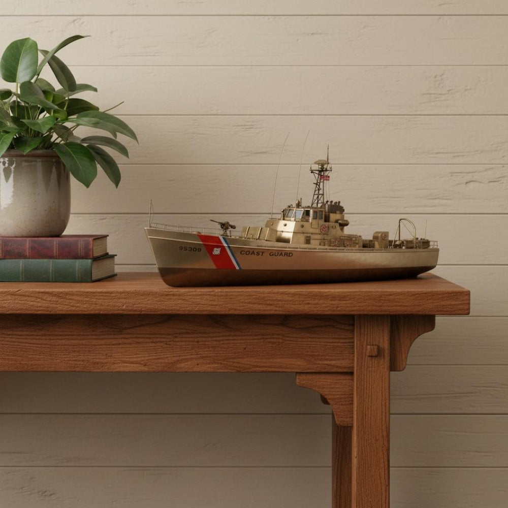 HomeRoots 10" Hand-Painted Vintage Model Boat - Rustic Wooden Décor for Home, Unique Gift for Collectors! 624571