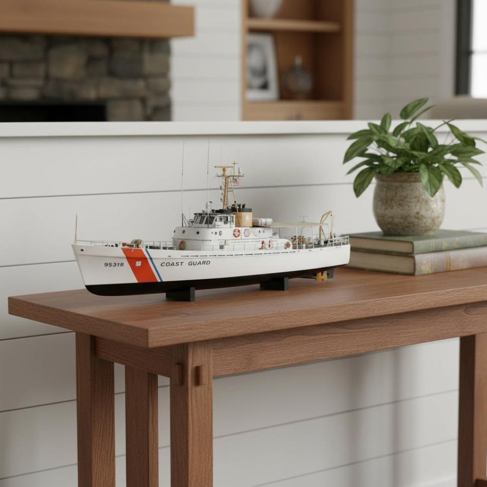 HomeRoots 10" Unfinished Wood Hand Painted Model Boat – Vintage Nautical Decor for Home or Unique Gifts 624579
