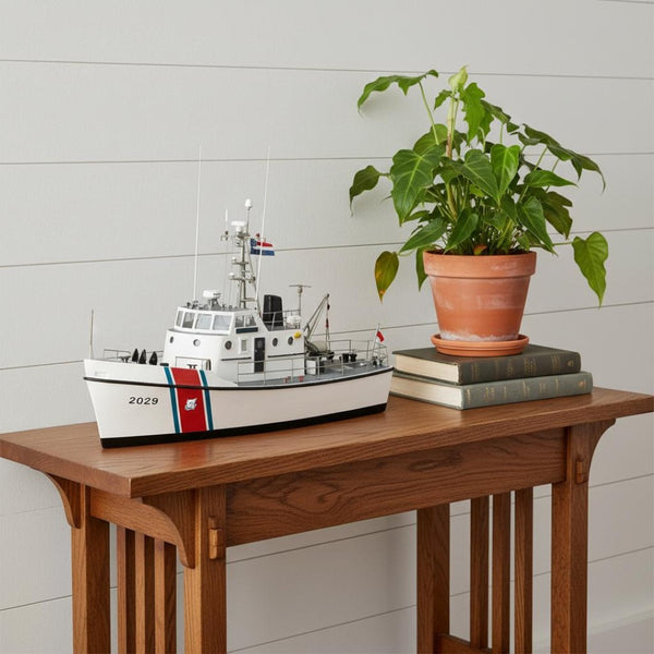 HomeRoots 10" Hand-Painted Wood Model Boat - Artisan Crafted Nautical Decor for Home, Unique Gift Idea 624584